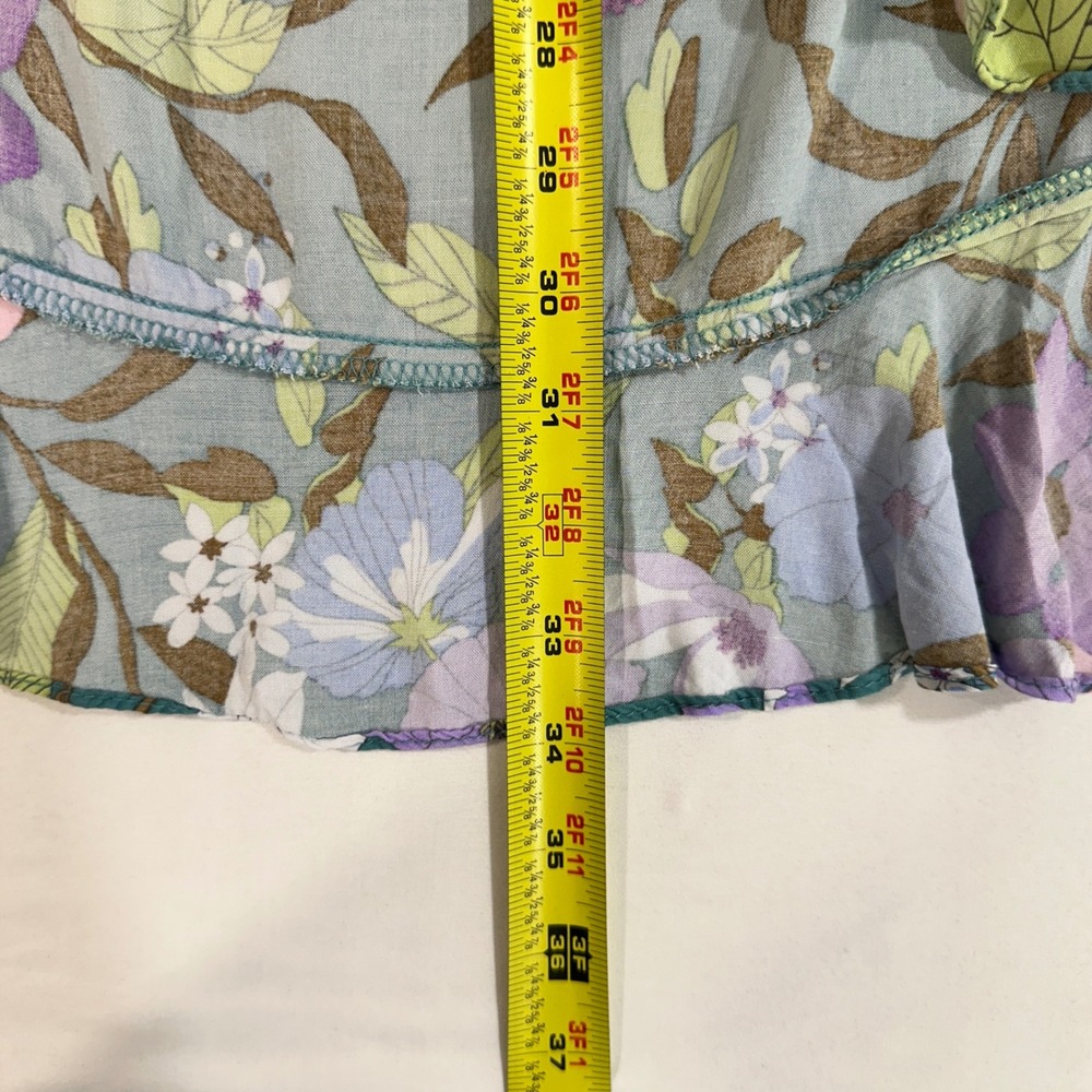 Rachel Rachel Roy Floral Wrap Skirt High Low Ruffle Midi M Blue Tropical Boho - Picture 6 of 6